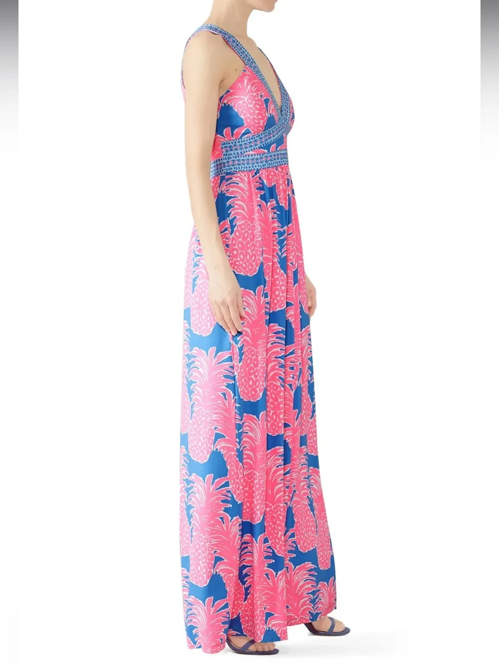Lilly Pulitzer Taryn Pineapple Maxi Dress in Pink and Blue Size 2 Colorful